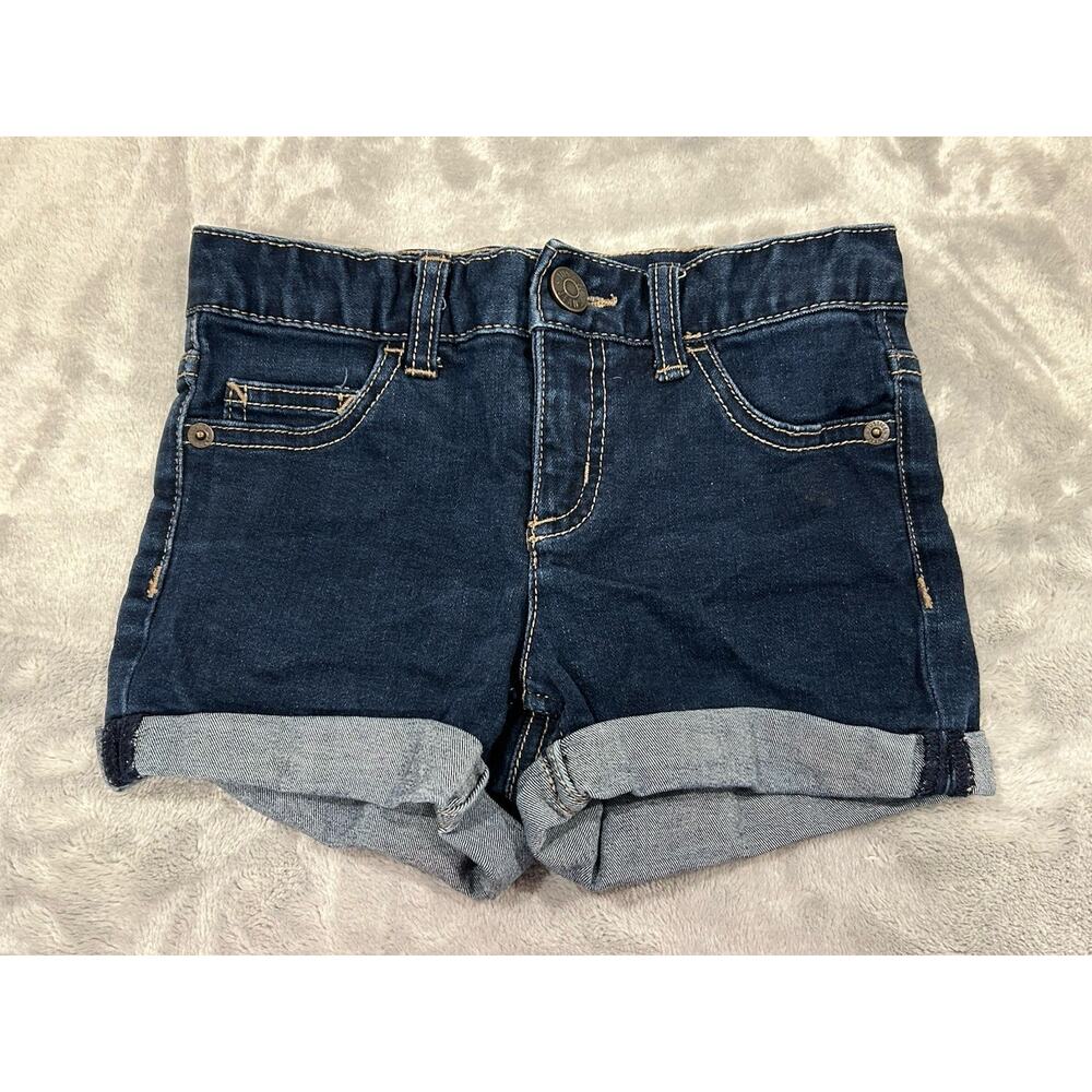 Justice Jean Shorts Girls Sz 10 SLIM Denim Rolled Cuff Dark Wash Summer